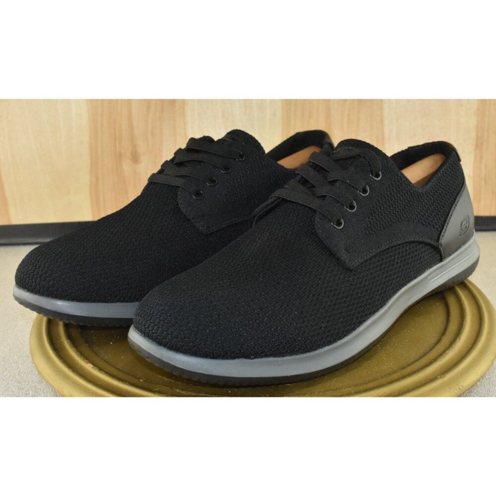 Skechers Darlow Velago Men Shoes Size 11 Black Knit Oxford Casual Round‎ Toe